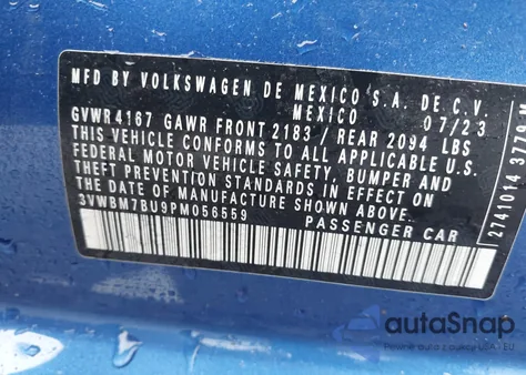 2023 Volkswagen Jetta 1.5T Sport из США, поврежденный, VIN 3VWBM7BU9PM056559